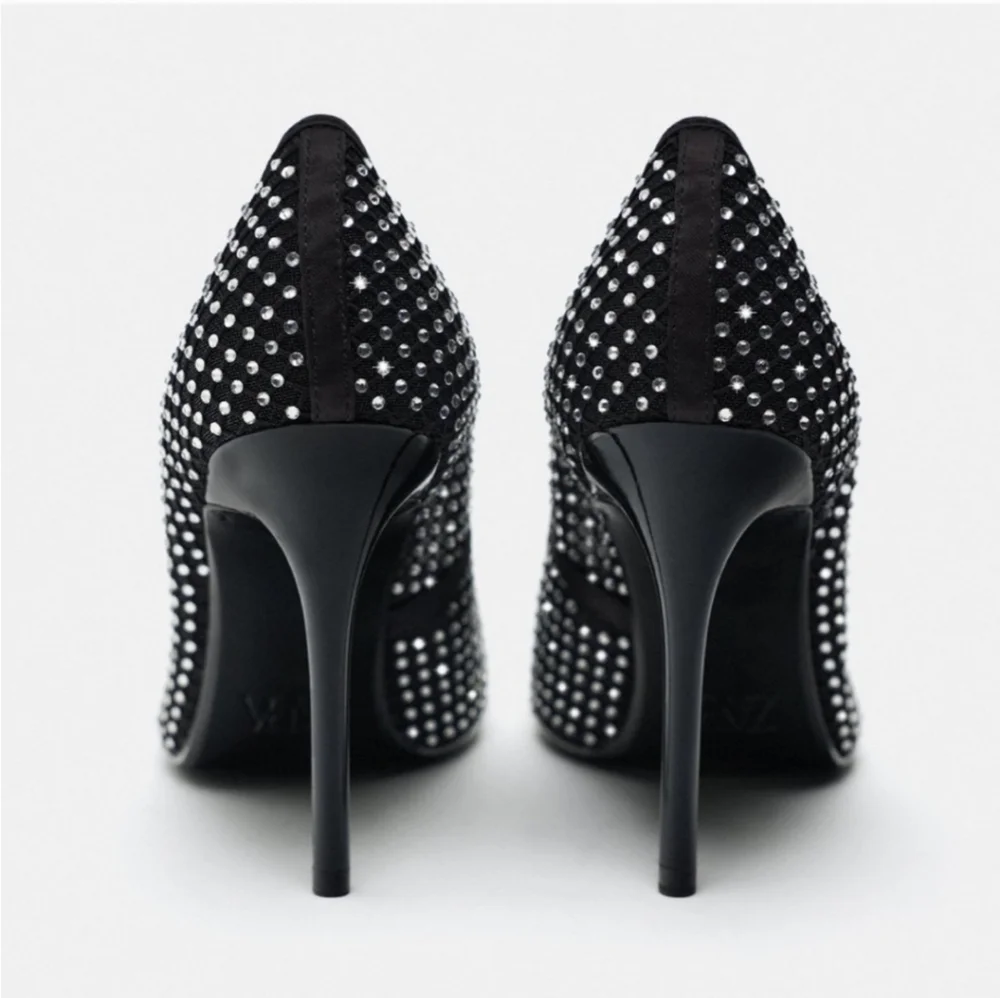 HEELED SHOES WITH RHINESTONES SIZE 6.5 - Picture 7 of 7